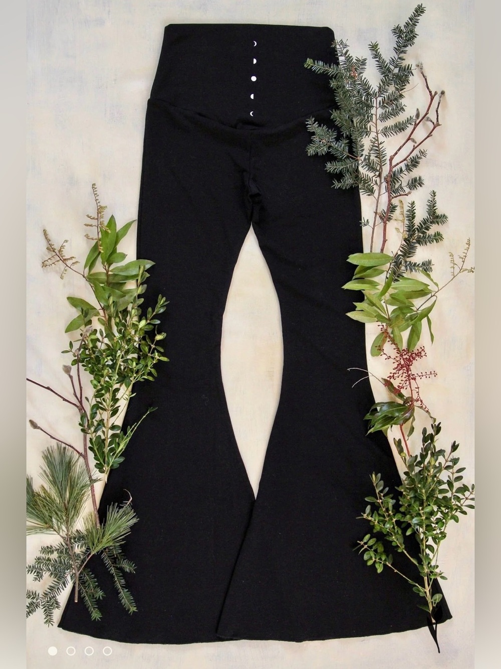 Purusha People High Waist Midnight Moon Phase Spell Bells Black Flare Leggings S